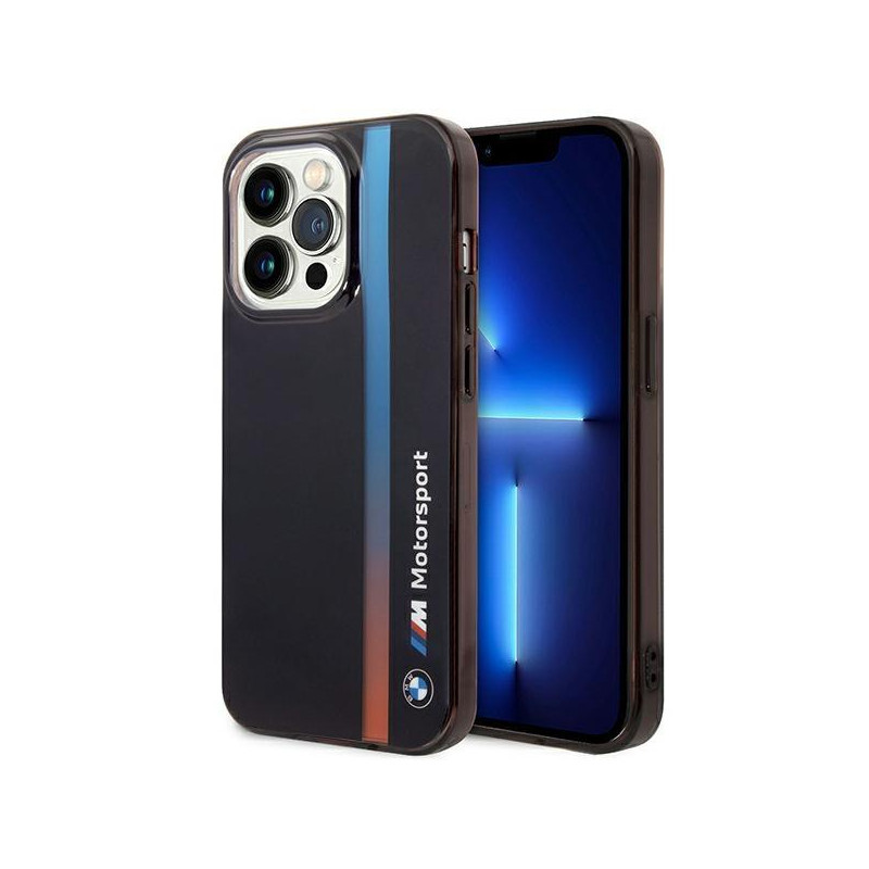 BMW IML Tricolor Stripe dėklas iPhone 14 Pro - juodas BMW IML Tricolor Stripe dėklas iPhone 14 Pro - juodas