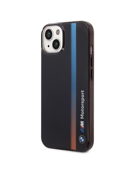 BMW IML Tricolor Stripe dėklas iPhone 14 - juodas BMW IML Tricolor Stripe dėklas iPhone 14 - juodas