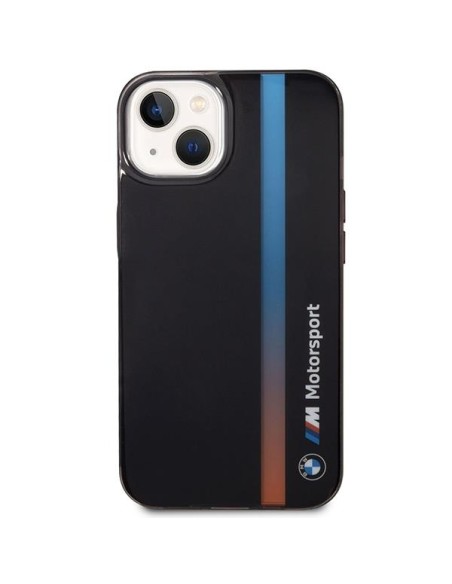 BMW IML Tricolor Stripe dėklas iPhone 14 - juodas BMW IML Tricolor Stripe dėklas iPhone 14 - juodas