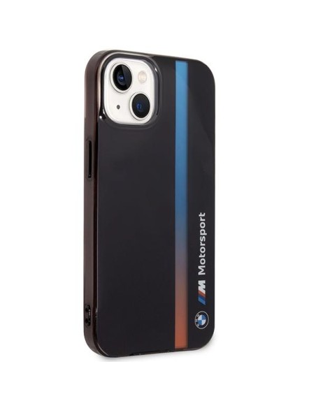 BMW IML Tricolor Stripe dėklas iPhone 14 - juodas BMW IML Tricolor Stripe dėklas iPhone 14 - juodas