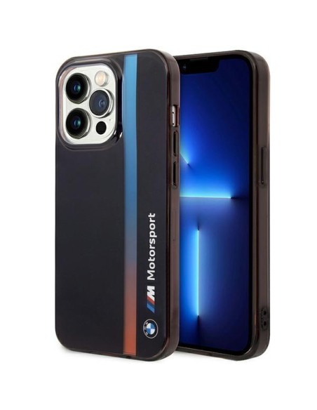 BMW IML Tricolor Stripe dėklas, skirtas iPhone 14 Pro Max - juodas BMW IML Tricolor Stripe dėklas, skirtas iPhone 14 Pro Max - juodas