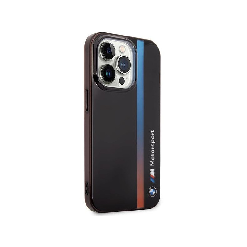 BMW IML Tricolor Stripe dėklas, skirtas iPhone 14 Pro Max - juodas