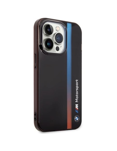 BMW IML Tricolor Stripe dėklas, skirtas iPhone 14 Pro Max - juodas BMW IML Tricolor Stripe dėklas, skirtas iPhone 14 Pro Max - juodas