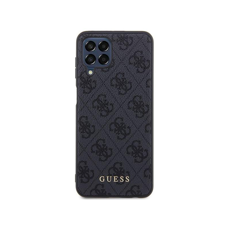 Guess 4G Metal Gold Logo dėklas, skirtas Samsung Galaxy M33 5G - pilkas