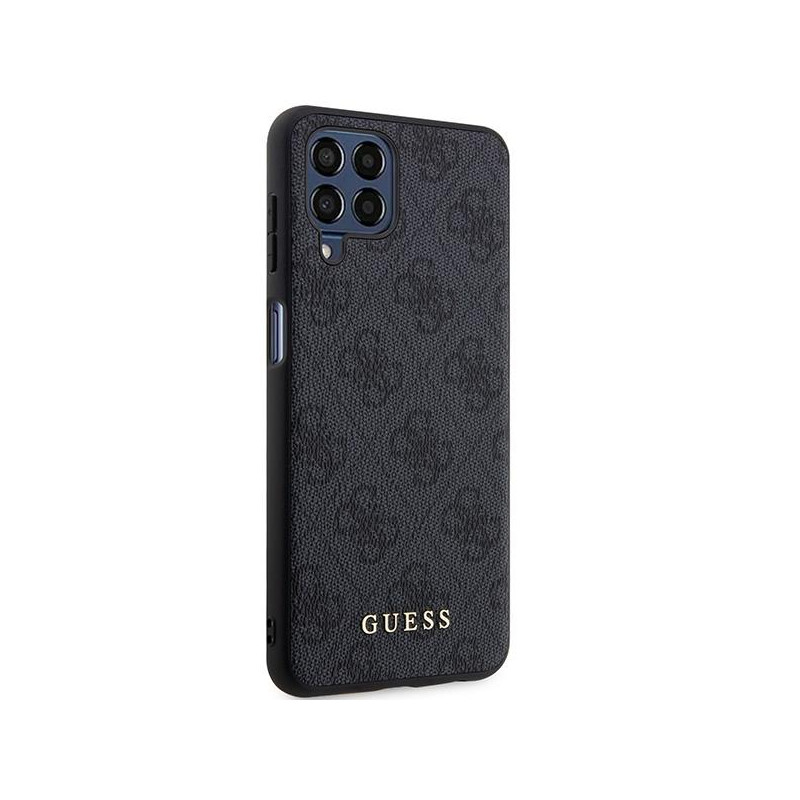 Guess 4G Metal Gold Logo dėklas, skirtas Samsung Galaxy M33 5G - pilkas