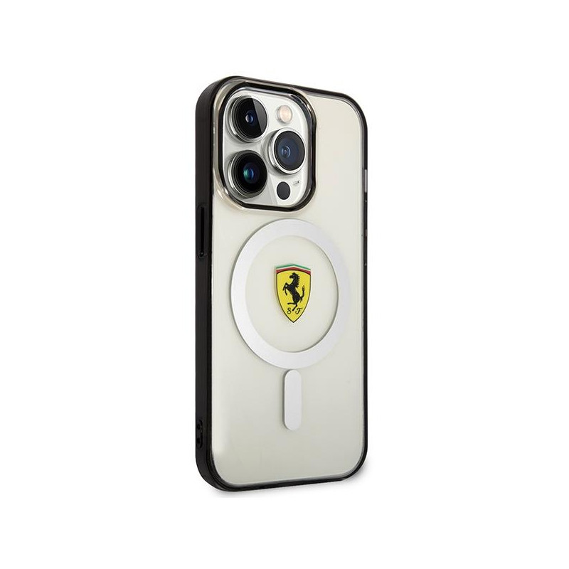 Ferrari Outline MagSafe dėklas iPhone 14 Pro - skaidrus
