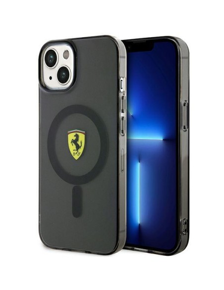 Ferrari Translucent MagSafe dėklas iPhone 14 Plus - juodas Ferrari Translucent MagSafe dėklas iPhone 14 Plus - juodas