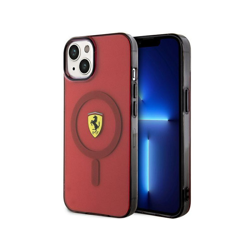 Ferrari Translucent MagSafe dėklas iPhone 14 - raudonas Ferrari Translucent MagSafe dėklas iPhone 14 - raudonas