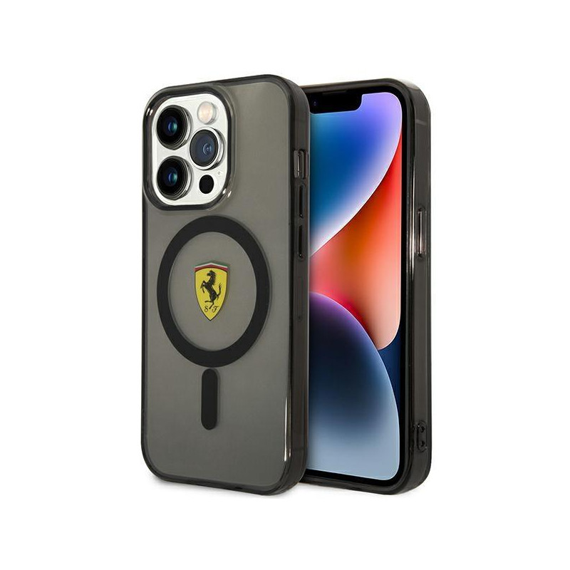 Ferrari Translucent MagSafe dėklas iPhone 14 Pro Max - juodas