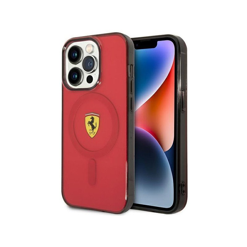 Ferrari Translucent MagSafe dėklas iPhone 14 Pro Max - raudonas Ferrari Translucent MagSafe dėklas iPhone 14 Pro Max - raudonas