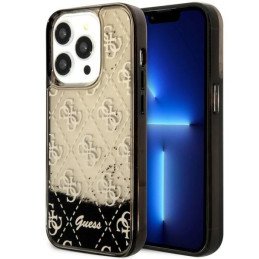 Guess Liquid Glitter 4G Transculent dėklas iPhone 14 Pro - juodas