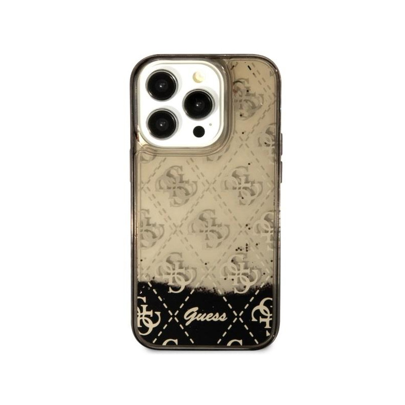 Guess Liquid Glitter 4G Transculent dėklas iPhone 14 Pro - juodas
