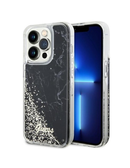 Guess Liquid Glitter Marble dėklas iPhone 14 Pro - juodas Guess Liquid Glitter Marble dėklas iPhone 14 Pro - juodas