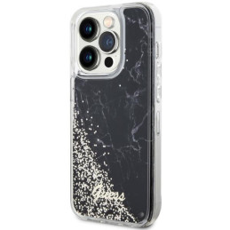 Guess Liquid Glitter Marble dėklas iPhone 14 Pro - juodas