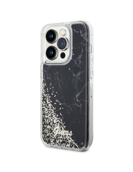 Guess Liquid Glitter Marble dėklas iPhone 14 Pro - juodas Guess Liquid Glitter Marble dėklas iPhone 14 Pro - juodas