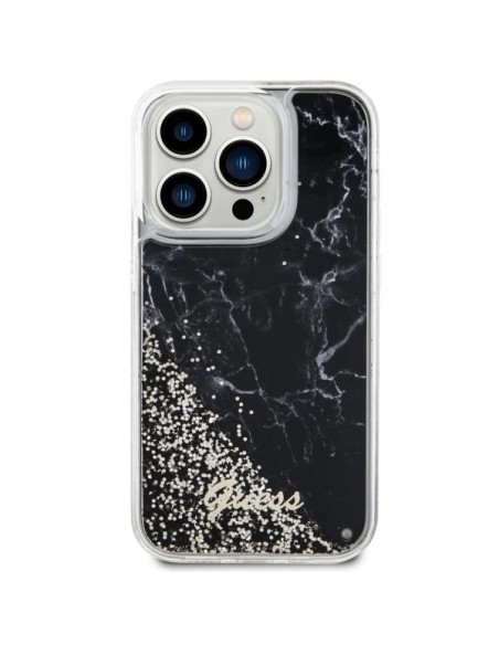 Guess Liquid Glitter Marble dėklas iPhone 14 Pro - juodas Guess Liquid Glitter Marble dėklas iPhone 14 Pro - juodas