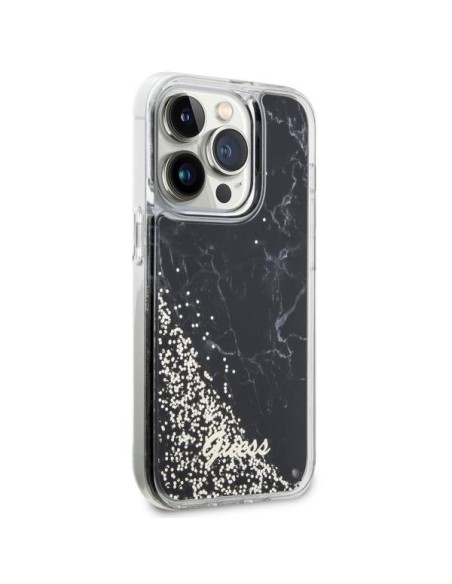 Guess Liquid Glitter Marble dėklas iPhone 14 Pro - juodas Guess Liquid Glitter Marble dėklas iPhone 14 Pro - juodas