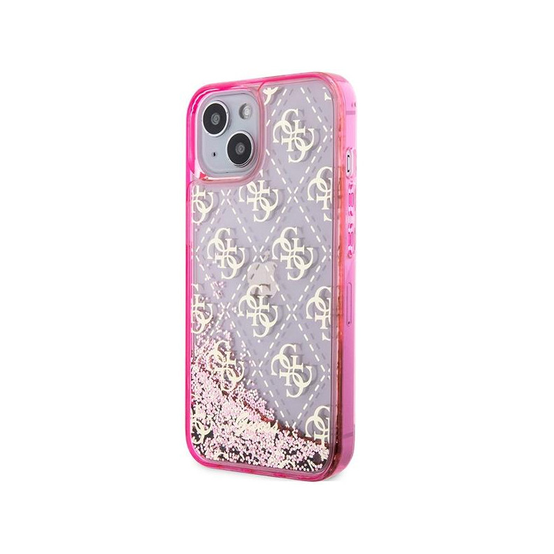 Guess Liquid Glitter 4G Transculent dėklas iPhone 14 - rožinis