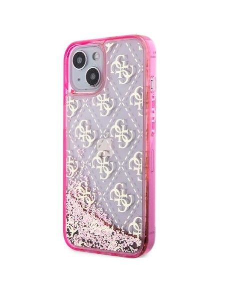 Guess Liquid Glitter 4G Transculent dėklas iPhone 14 - rožinis Guess Liquid Glitter 4G Transculent dėklas iPhone 14 - rožinis
