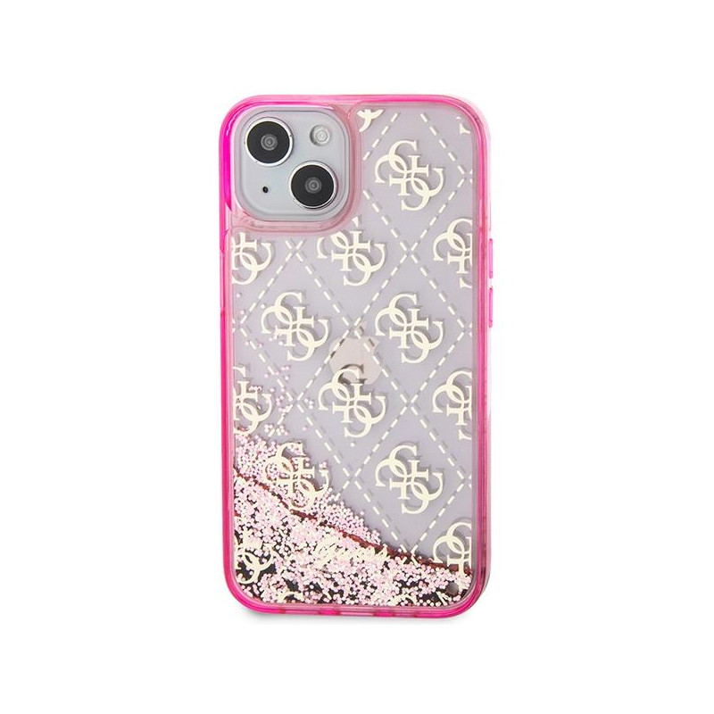 Guess Liquid Glitter 4G Transculent dėklas iPhone 14 - rožinis