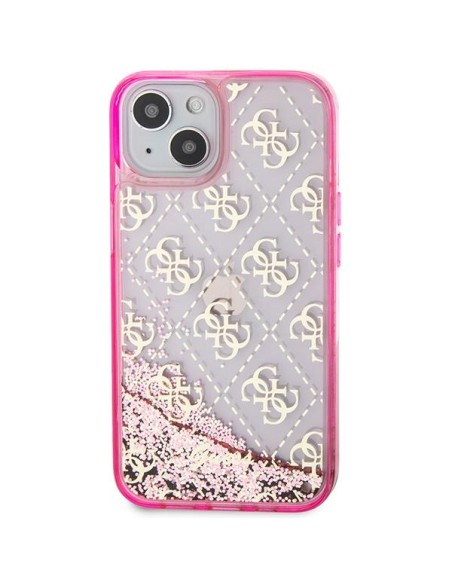 Guess Liquid Glitter 4G Transculent dėklas iPhone 14 - rožinis Guess Liquid Glitter 4G Transculent dėklas iPhone 14 - rožinis