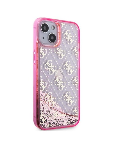 Guess Liquid Glitter 4G Transculent dėklas iPhone 14 - rožinis Guess Liquid Glitter 4G Transculent dėklas iPhone 14 - rožinis