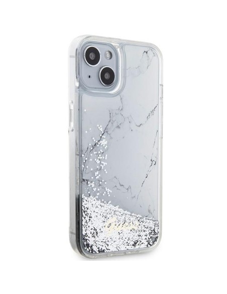 Guess Liquid Glitter Marble dėklas iPhone 14 - baltas Guess Liquid Glitter Marble dėklas iPhone 14 - baltas