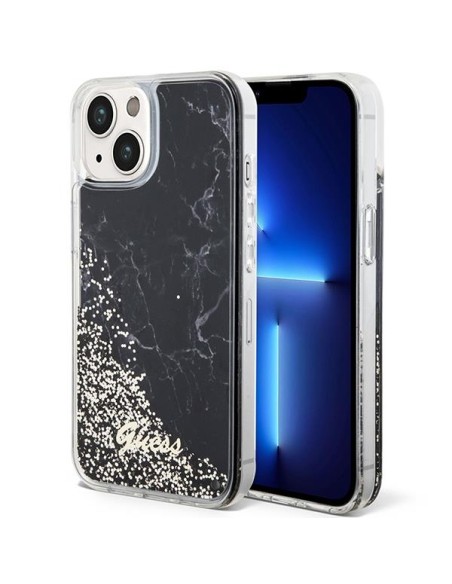Guess Liquid Glitter Marble dėklas iPhone 14 - juodas Guess Liquid Glitter Marble dėklas iPhone 14 - juodas