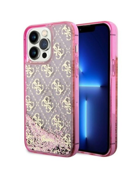 Guess Liquid Glitter 4G Transculent dėklas, skirtas iPhone 14 Pro Max - rožinis Guess Liquid Glitter 4G Transculent dėklas, skirtas iPhone 14 Pro Max - rožinis