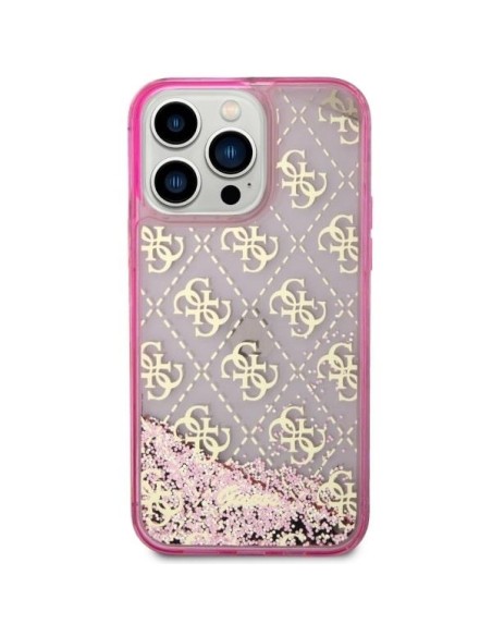 Guess Liquid Glitter 4G Transculent dėklas, skirtas iPhone 14 Pro Max - rožinis Guess Liquid Glitter 4G Transculent dėklas, skirtas iPhone 14 Pro Max - rožinis