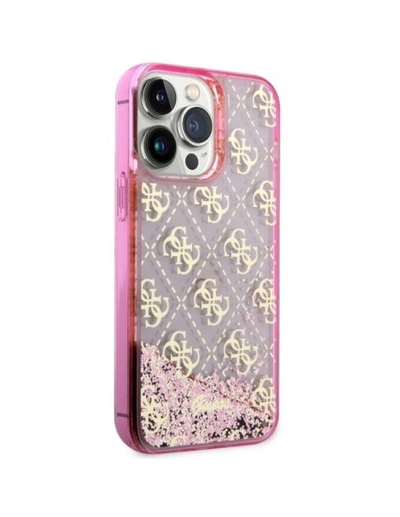 Guess Liquid Glitter 4G Transculent dėklas, skirtas iPhone 14 Pro Max - rožinis Guess Liquid Glitter 4G Transculent dėklas, skirtas iPhone 14 Pro Max - rožinis