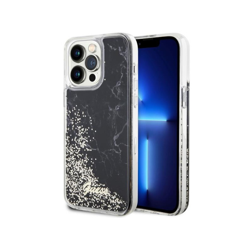 Guess Liquid Glitter Marble dėklas, skirtas iPhone 14 Pro Max - juodas Guess Liquid Glitter Marble dėklas, skirtas iPhone 14 Pro Max - juodas