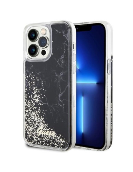 Guess Liquid Glitter Marble dėklas, skirtas iPhone 14 Pro Max - juodas Guess Liquid Glitter Marble dėklas, skirtas iPhone 14 Pro Max - juodas