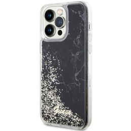 Guess Liquid Glitter Marble dėklas, skirtas iPhone 14 Pro Max - juodas