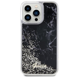 Guess Liquid Glitter Marble dėklas, skirtas iPhone 14 Pro Max - juodas