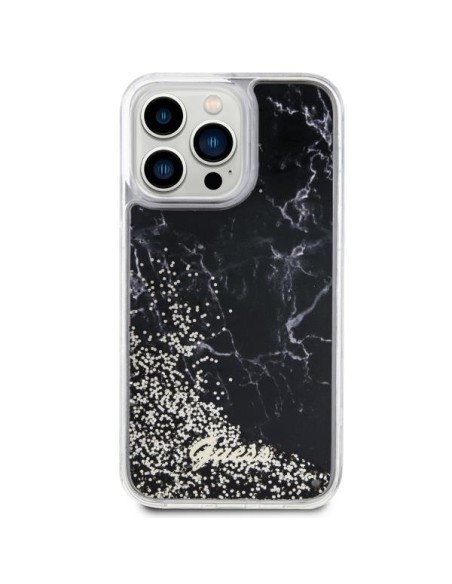 Guess Liquid Glitter Marble dėklas, skirtas iPhone 14 Pro Max - juodas Guess Liquid Glitter Marble dėklas, skirtas iPhone 14 Pro Max - juodas