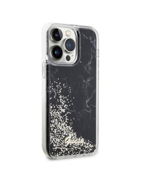 Guess Liquid Glitter Marble dėklas, skirtas iPhone 14 Pro Max - juodas Guess Liquid Glitter Marble dėklas, skirtas iPhone 14 Pro Max - juodas