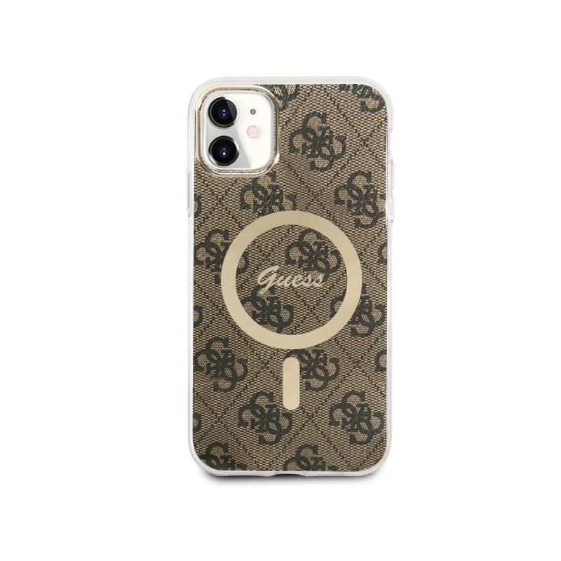 Guess 4G MagSafe dėklas iPhone 11 - rudas