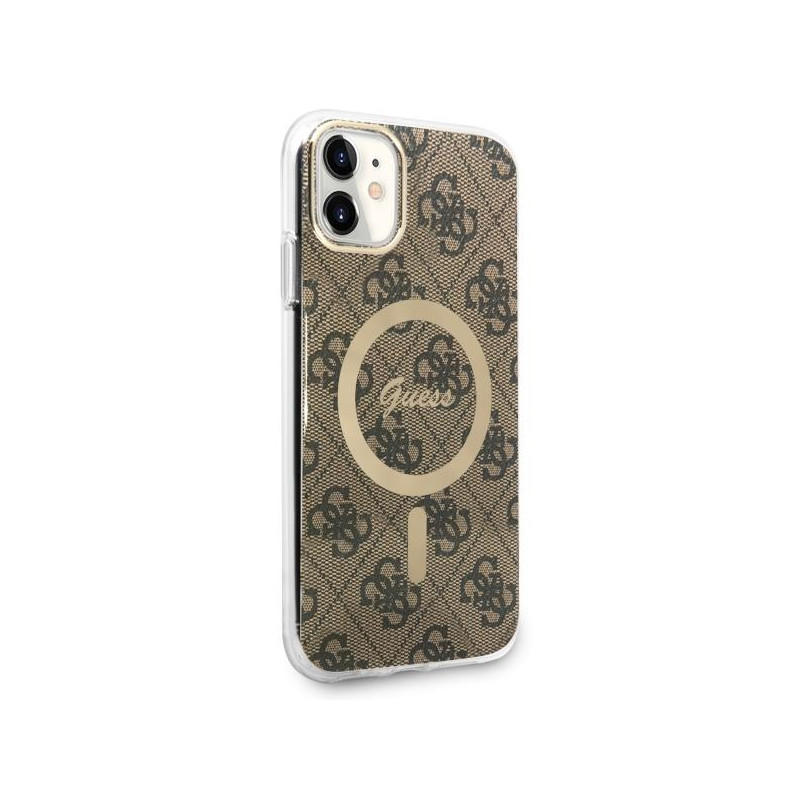 Guess 4G MagSafe dėklas iPhone 11 - rudas
