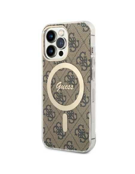 Guess 4G MagSafe dėklas iPhone 13 Pro / iPhone 13 - rudas Guess 4G MagSafe dėklas iPhone 13 Pro / iPhone 13 - rudas