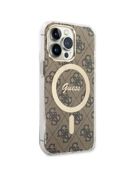Guess 4G MagSafe dėklas iPhone 13 Pro / iPhone 13 - rudas Guess 4G MagSafe dėklas iPhone 13 Pro / iPhone 13 - rudas