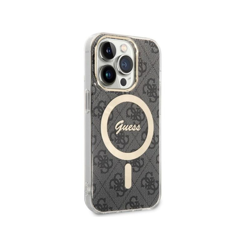 Guess 4G MagSafe dėklas iPhone 14 Pro - juodas