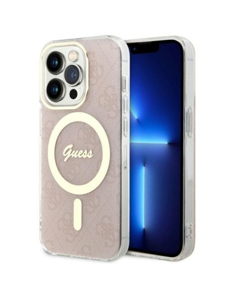 Guess 4G MagSafe dėklas iPhone 14 Pro - rožinis Guess 4G MagSafe dėklas iPhone 14 Pro - rožinis