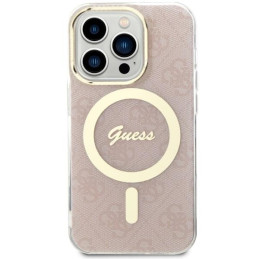 Guess 4G MagSafe dėklas iPhone 14 Pro - rožinis