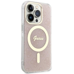 Guess 4G MagSafe dėklas iPhone 14 Pro - rožinis