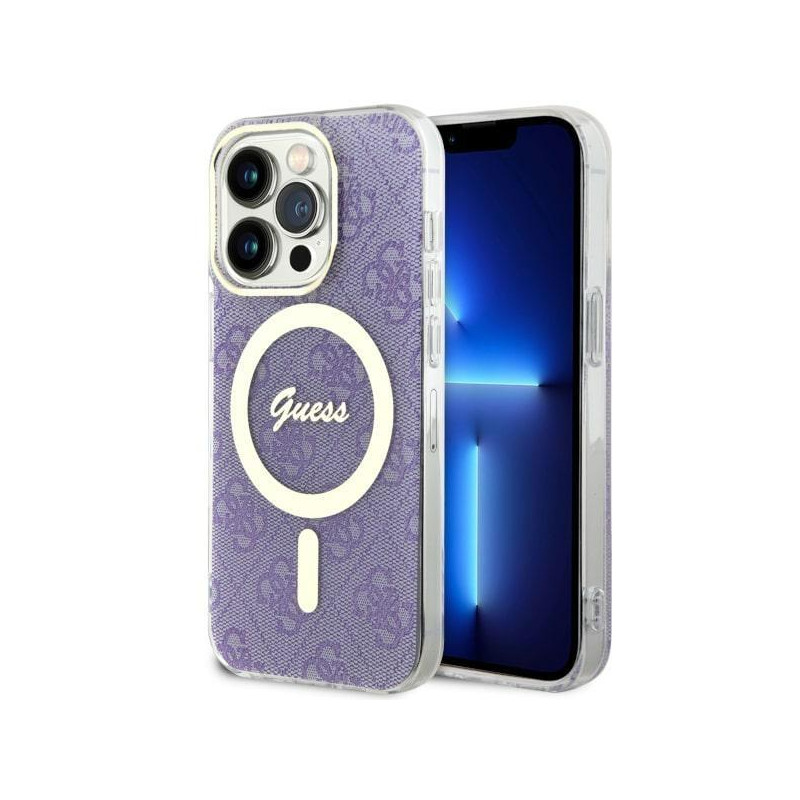 Guess 4G MagSafe dėklas iPhone 14 Pro - violetinis Guess 4G MagSafe dėklas iPhone 14 Pro - violetinis