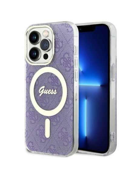 Guess 4G MagSafe dėklas iPhone 14 Pro - violetinis Guess 4G MagSafe dėklas iPhone 14 Pro - violetinis