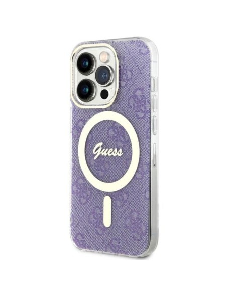 Guess 4G MagSafe dėklas iPhone 14 Pro - violetinis Guess 4G MagSafe dėklas iPhone 14 Pro - violetinis