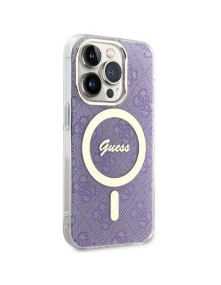 Guess 4G MagSafe dėklas iPhone 14 Pro - violetinis Guess 4G MagSafe dėklas iPhone 14 Pro - violetinis