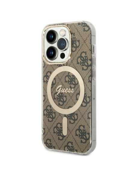 Guess 4G MagSafe dėklas iPhone 14 Pro - rudas Guess 4G MagSafe dėklas iPhone 14 Pro - rudas